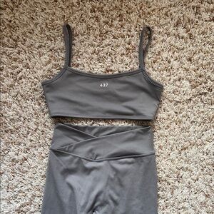 437 Women's Charcoal Leggings and Crop Top Set